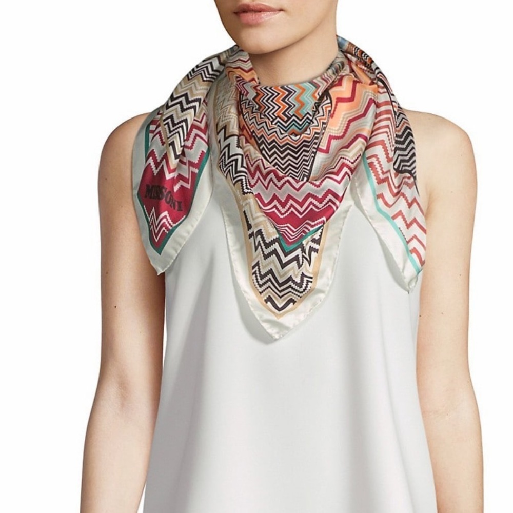 Missoni geometric zig zag chevron print silk scarf